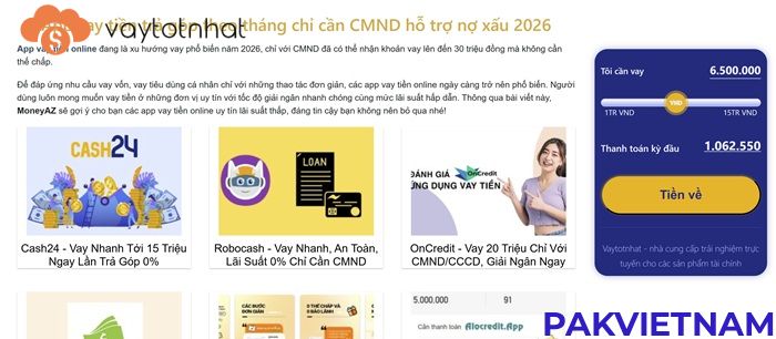 app vay tiền pakvietnam
